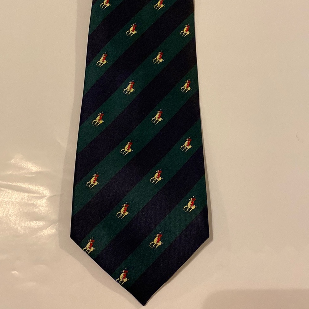 Rene Chagal Handmade blue green horses Silk Tie